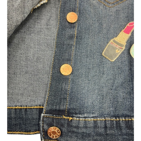 BCBG Girls Jeans Jacket Blue Size 7, Embellished, Sparkle, OOAK, Read - Picture 8 of 11